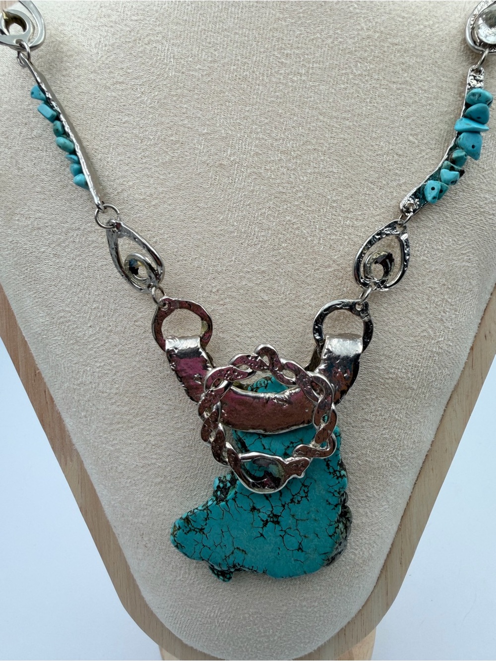 Vintage Heavy Southwestern Turquoise Slab Necklace